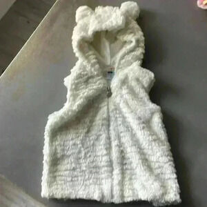 Healthtex Toddler Faux Fur Sleeveless Front Zip Snow Bear Hooded Vest Size 4T